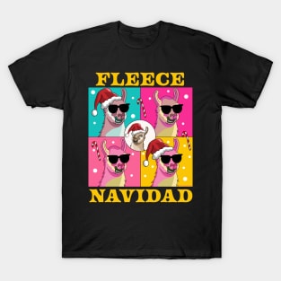 Fleece Navidad Llama - Feliz Navidad Funny Christmas Llama T-Shirt